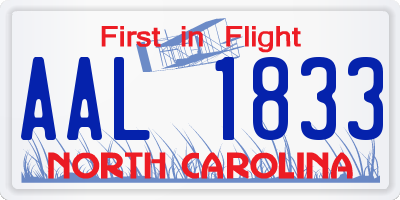 NC license plate AAL1833