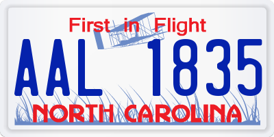 NC license plate AAL1835