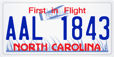 NC license plate AAL1843