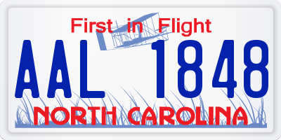 NC license plate AAL1848