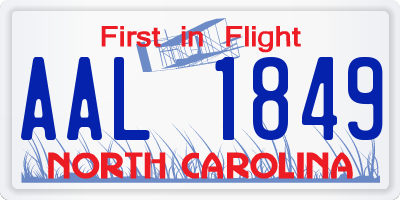 NC license plate AAL1849