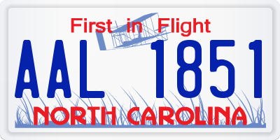 NC license plate AAL1851