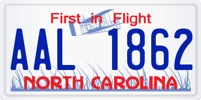 NC license plate AAL1862
