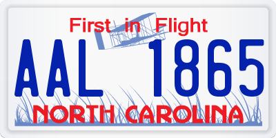 NC license plate AAL1865