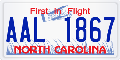 NC license plate AAL1867