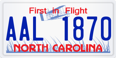 NC license plate AAL1870