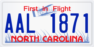 NC license plate AAL1871