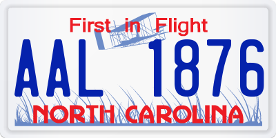 NC license plate AAL1876