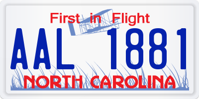 NC license plate AAL1881