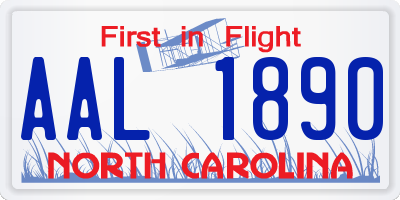 NC license plate AAL1890