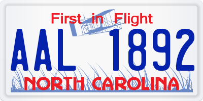 NC license plate AAL1892