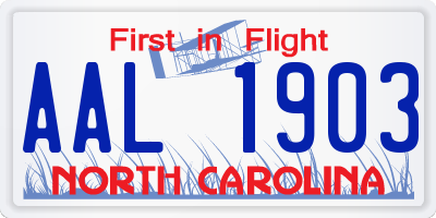 NC license plate AAL1903