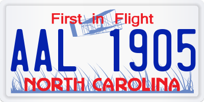 NC license plate AAL1905