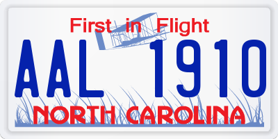 NC license plate AAL1910