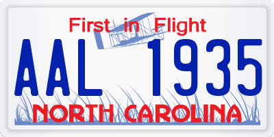 NC license plate AAL1935