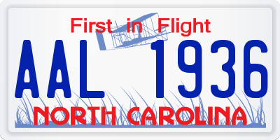 NC license plate AAL1936