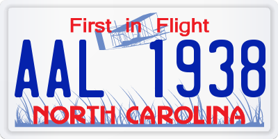 NC license plate AAL1938