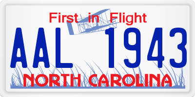 NC license plate AAL1943