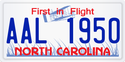 NC license plate AAL1950