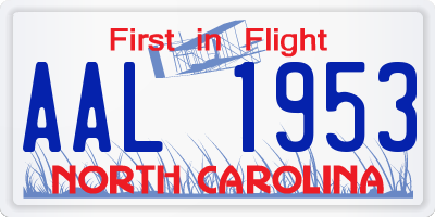 NC license plate AAL1953