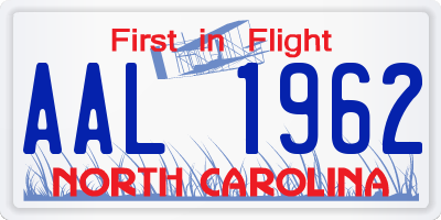 NC license plate AAL1962