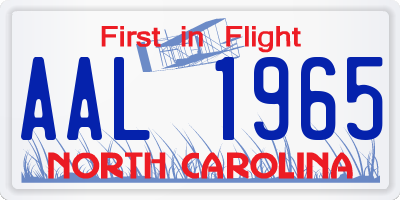 NC license plate AAL1965