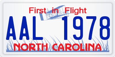 NC license plate AAL1978