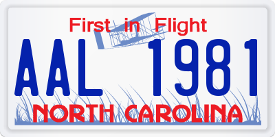 NC license plate AAL1981