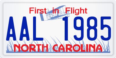 NC license plate AAL1985