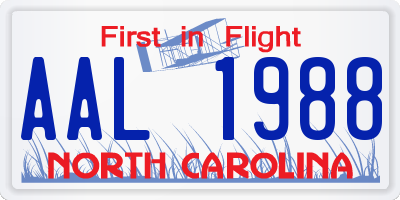 NC license plate AAL1988