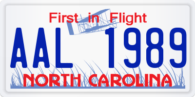 NC license plate AAL1989