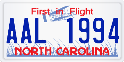 NC license plate AAL1994