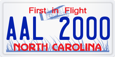 NC license plate AAL2000