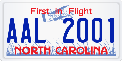 NC license plate AAL2001