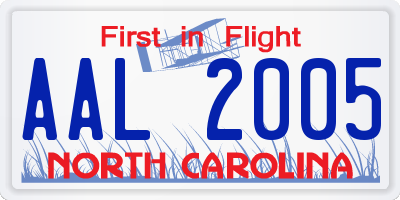 NC license plate AAL2005