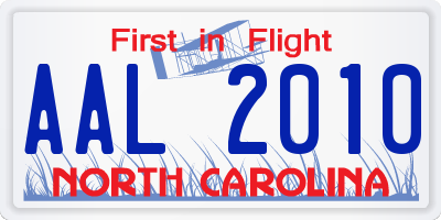 NC license plate AAL2010