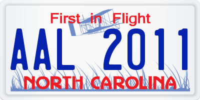 NC license plate AAL2011