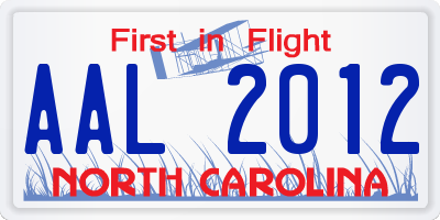 NC license plate AAL2012