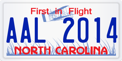NC license plate AAL2014