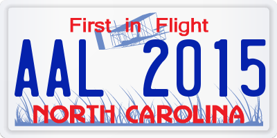NC license plate AAL2015