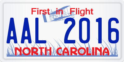 NC license plate AAL2016