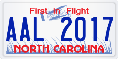 NC license plate AAL2017