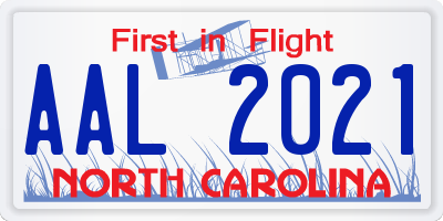 NC license plate AAL2021