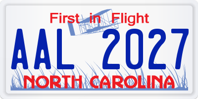 NC license plate AAL2027