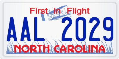 NC license plate AAL2029