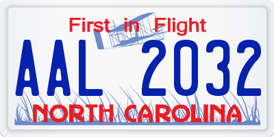 NC license plate AAL2032