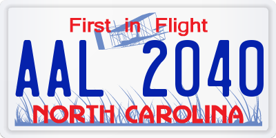 NC license plate AAL2040