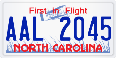 NC license plate AAL2045
