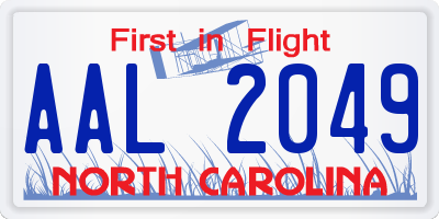 NC license plate AAL2049