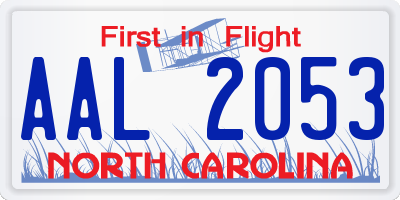 NC license plate AAL2053